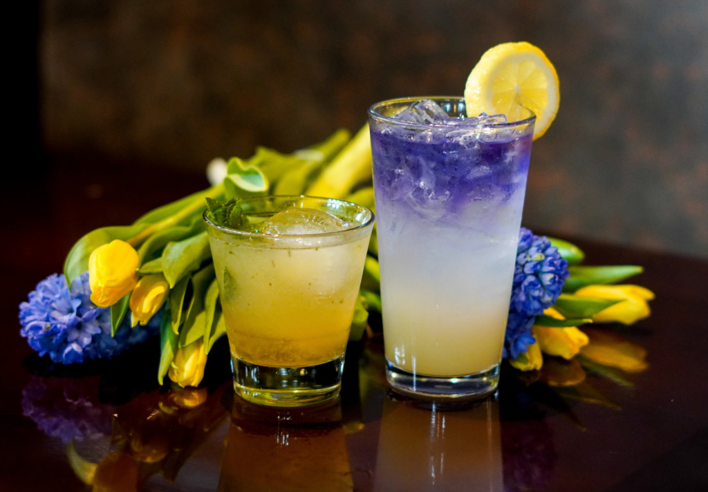 Two cocktails offered by Stanford's restaurant as highlighted by their suggested drink and dessert pairings such as wine or cocktails
